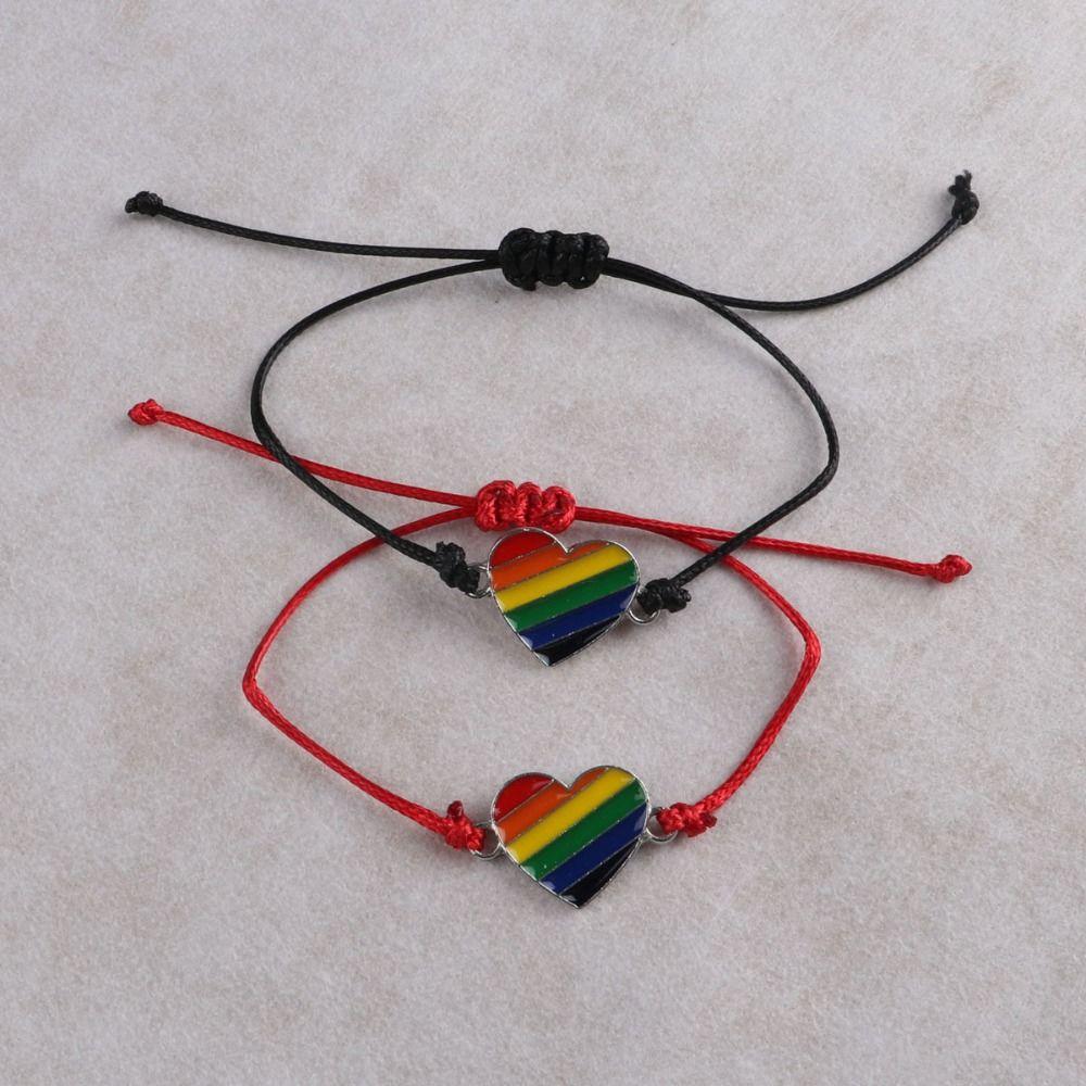 6Pcs Boho Rainbow Beaded Bracelet Love Heart Friendship Braided Rope  Pride Month