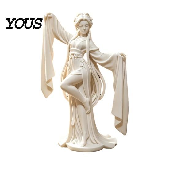 Detailed Chinese Style Statue 3D Printed Ancient Dancer Ornament, Elegant Flowing Water Sleeve Figurine, Traditional Home Decor Oriental Aesthetic