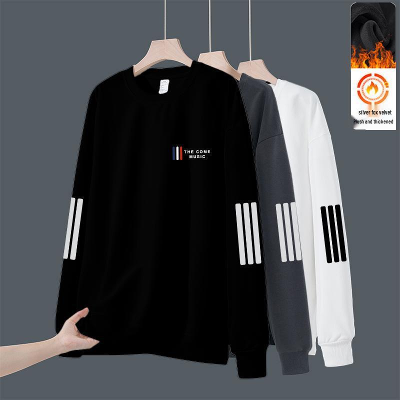 

Men s Plus Size Round Neck Thickened Hoodie - Autumn & Winter Loose Fit, Versatile Base Layer with Long Sleeves 5XL (180-200 jin)