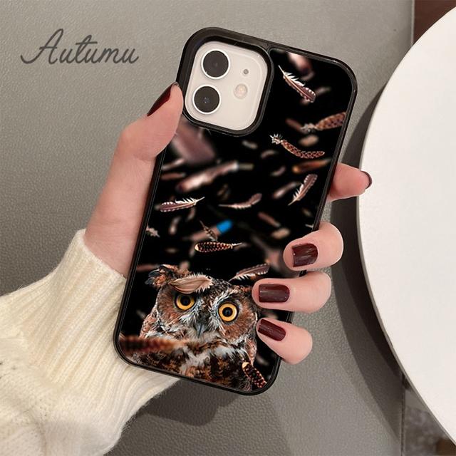 Zvierací Sova čierny Silikónový Kryt na Telefón pre iPhone 11 12 13 14 Pro Max mini XR XS SE 2020 6S 7 8 Plus Samsung Galaxy S21 S22 Kryt