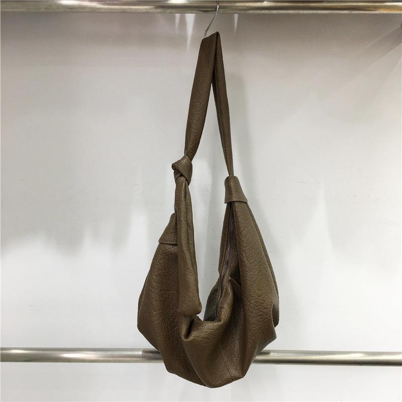 PU Dumpling Bag Women's Korean Version Retro Casual One-shoulder Soft Leather Small Shoulder Bag Fashionable and Versatile Summer Pleated Bag