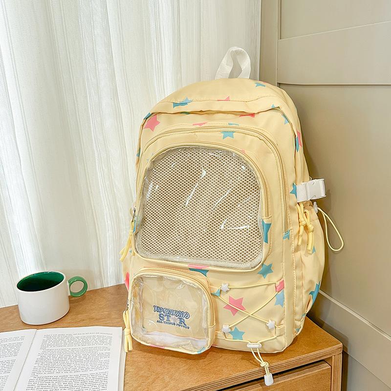 Schultasche hochwertige Schultasche weibliche Mittelschüler niedlich japanisch transparente Stange Schmerzbeutel großer Essensrucksack Schülerrucksack Trend