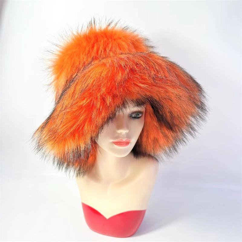 Chapeau cloche de pêcheur Chaud Fausse fourrure Fourrure de raton laveur Épaissi Automne et Hiver