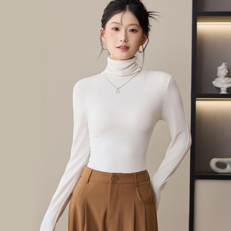 

Женская водолазка из лиоцелла с высоким воротом 2025 - Осень/Зима Теплый однотонный топ M (80-120 jin)