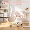 Silla Ergonómica de Estudio para Niños con Reposapiés Ajustable y Reposabrazos abatibles, Malla para Ordenador Infantil Oficina, Giratoria 360 grados para Habitación de Casa Dormitorio Sala de Estudio
