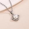 Rose Gold Plated Simulated Pearl & CZ Pendant Necklace, Delicate Cable Chain Necklace for Women