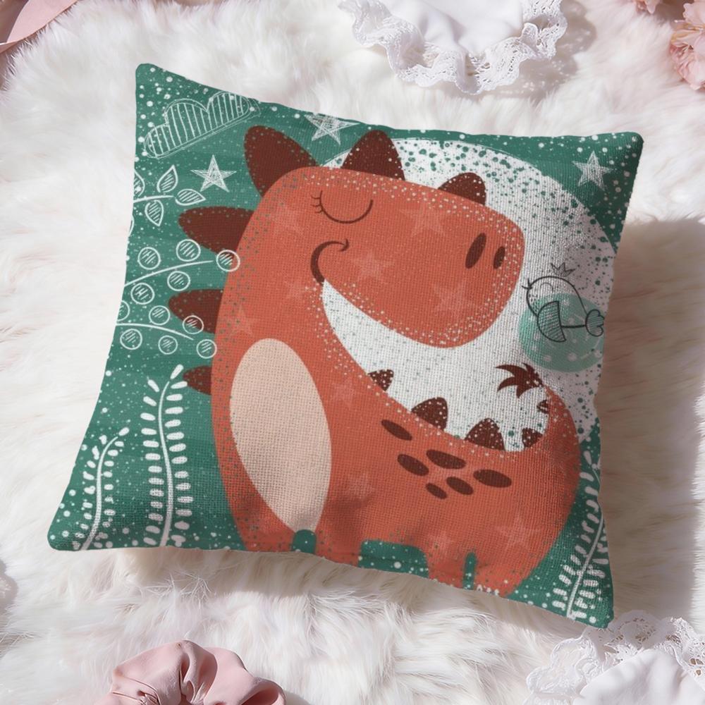 Cute Cartoon Dinosaur Cushion Cover Premium Comfort Reversible Pillow Cove -Two in One Design for Any Room & Car Interior