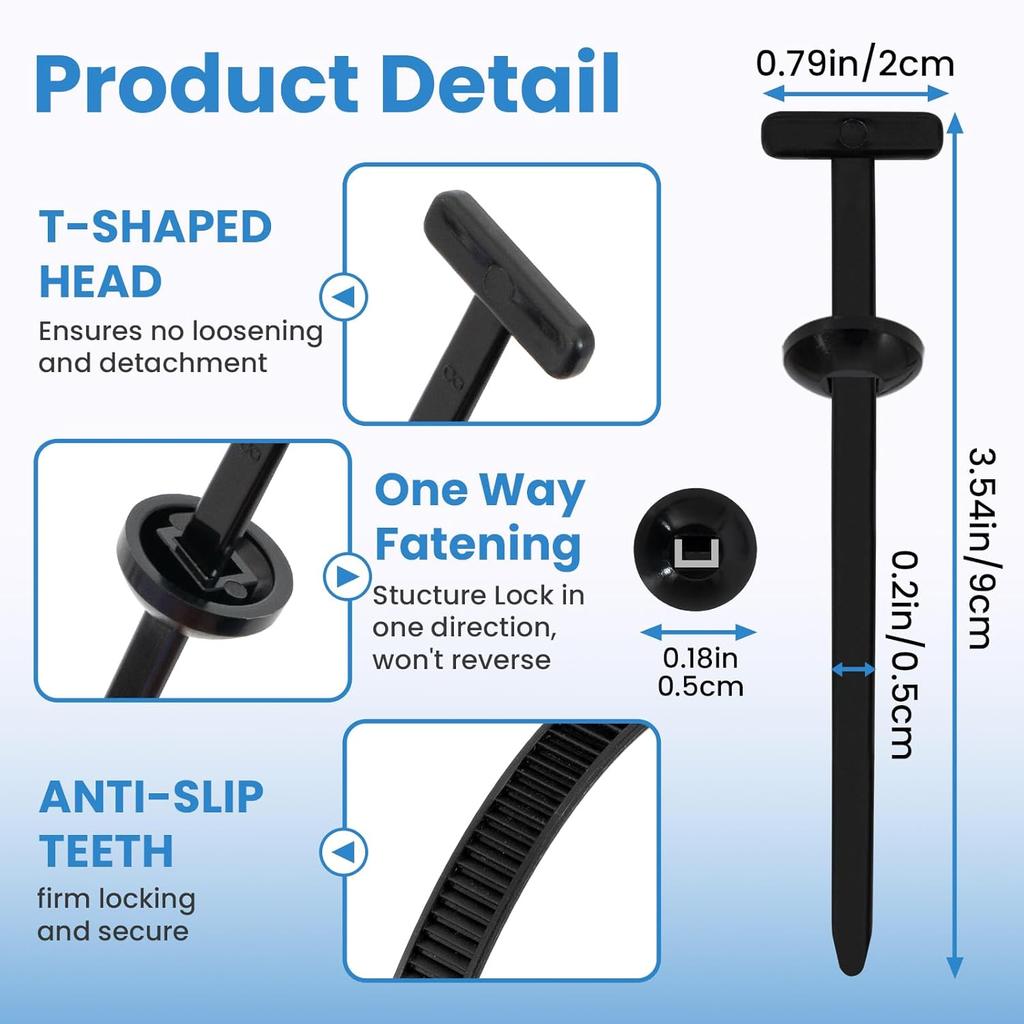 150 Pcs Nylon Universal Cable Tie Buckle, T Style Zip Ties Button Fixion Tools, Automotive Replacement Rivet Fixing, Clips for Cars Repair Engine