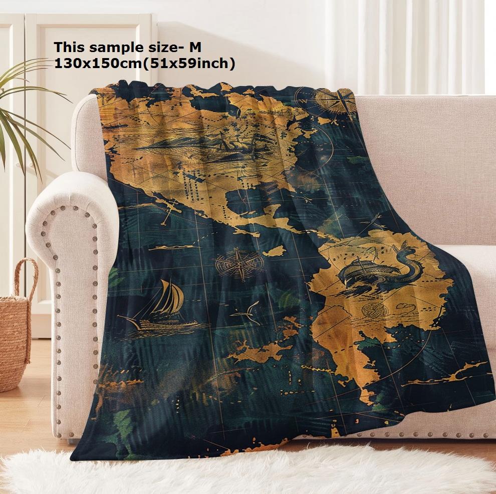 PC Blanket Vintage world Map  Antique map Flannel Thin blankets for Home Office Travel Camping Perfect gifts four season use