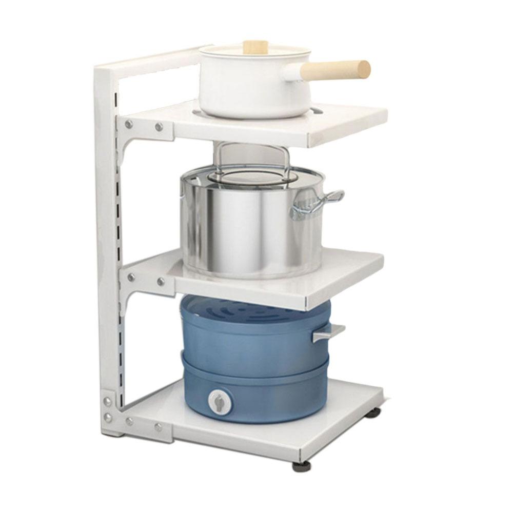 Adjustable Cabinet Layered Pot Rack Carbon Steel Pot Storage Rack Sink Storage Organizer  for Home