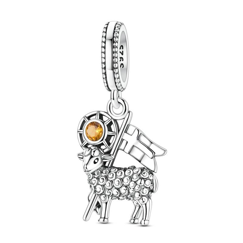 Charms Silver 925 Animal Pendant Beaded Cat Dog Leopard Pony Charms Fit Bracelet Bangle Necklace DIY Women Jewelry Making Gifts