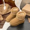 Thickened women's shoes new women's boots winter cotton shoes medium tube snow boots casual warm suede winter boots flat middle heel