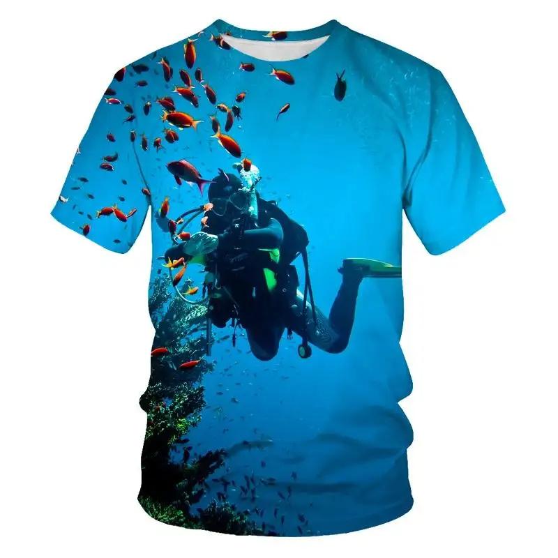T Shirt 3D Underwater Diving Printing SCUBA DRIVING Graphic T-shirts For Men Kid Fashion Sports Gym Short Sleeves Harajuku Tops