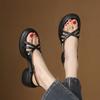 Neue Damen Sandalen Sommer Damen Römische Sandalen lässig einfarbig Damen Schuhe runde Zehenpartie Fuß Plateau Sandalen hoher Absatz