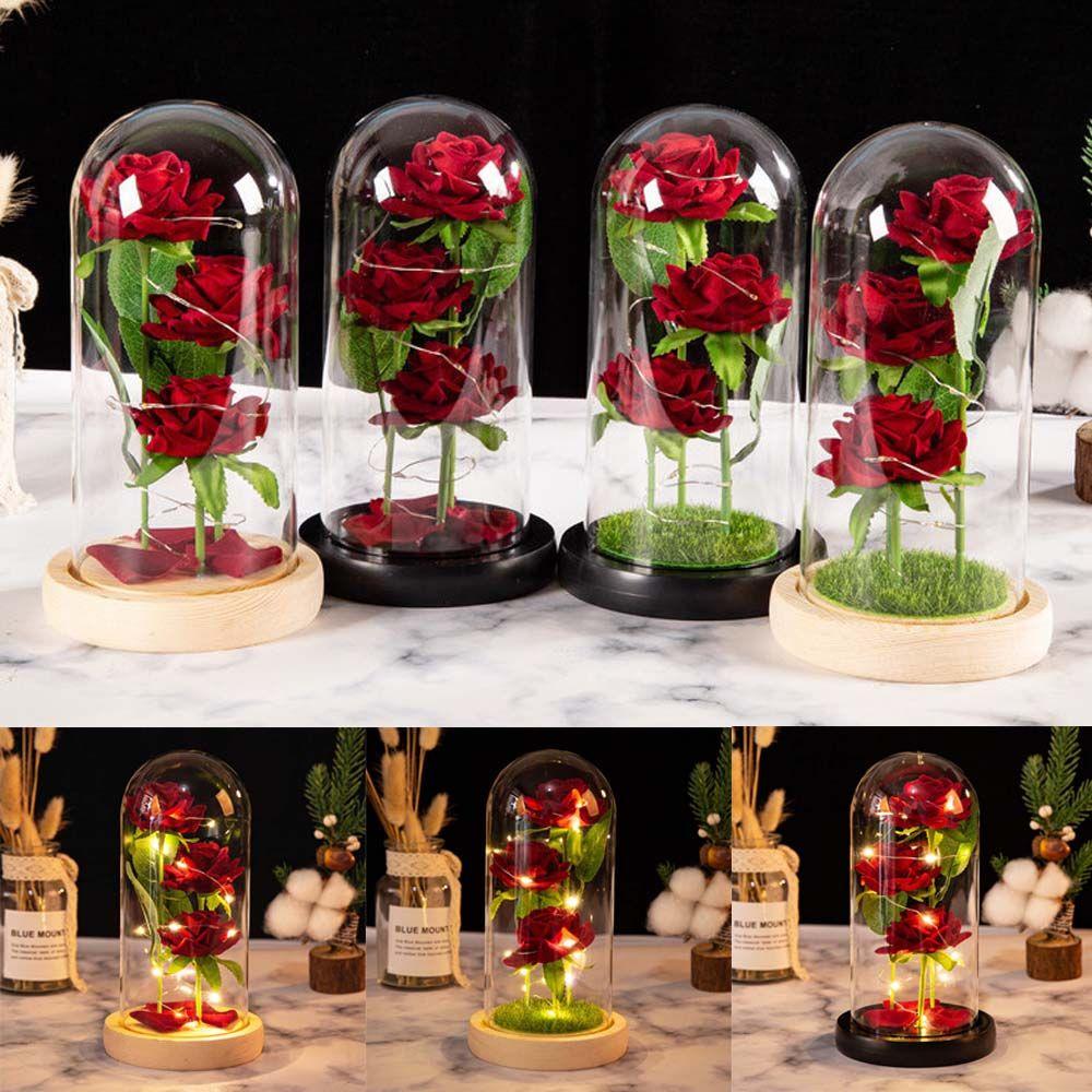 

Valentine Glass Artificial Flower Light Flower Rose LED
