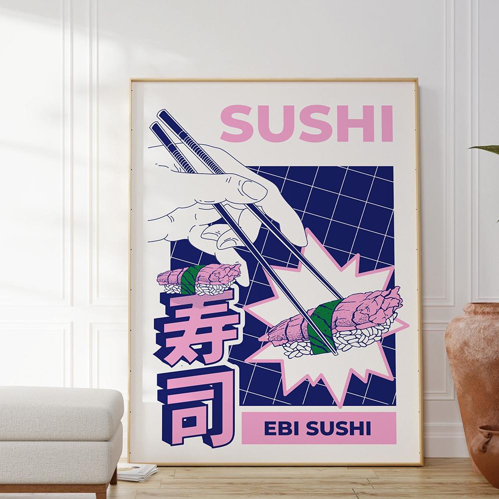 Retro Japanese Sushi Bar Poster Kitchen Food Posters and Picture Canvas Print Painting Dining Room Wall Decor Home Mural Cuadros