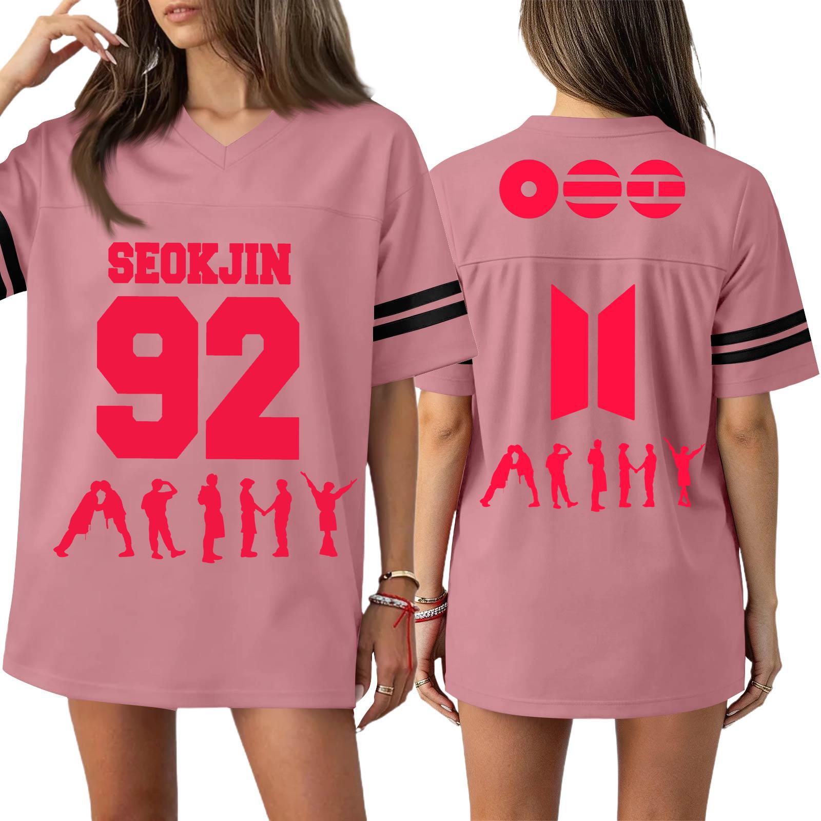 

Женская повседневная модная спортивная футболка с V-образным вырезом, принтом и короткими рукавами S розовый