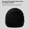 Wool Blend Beanie Hat with Button Strap Knitted Cap Ear Protection Outdoor Winter Warmth (OS)