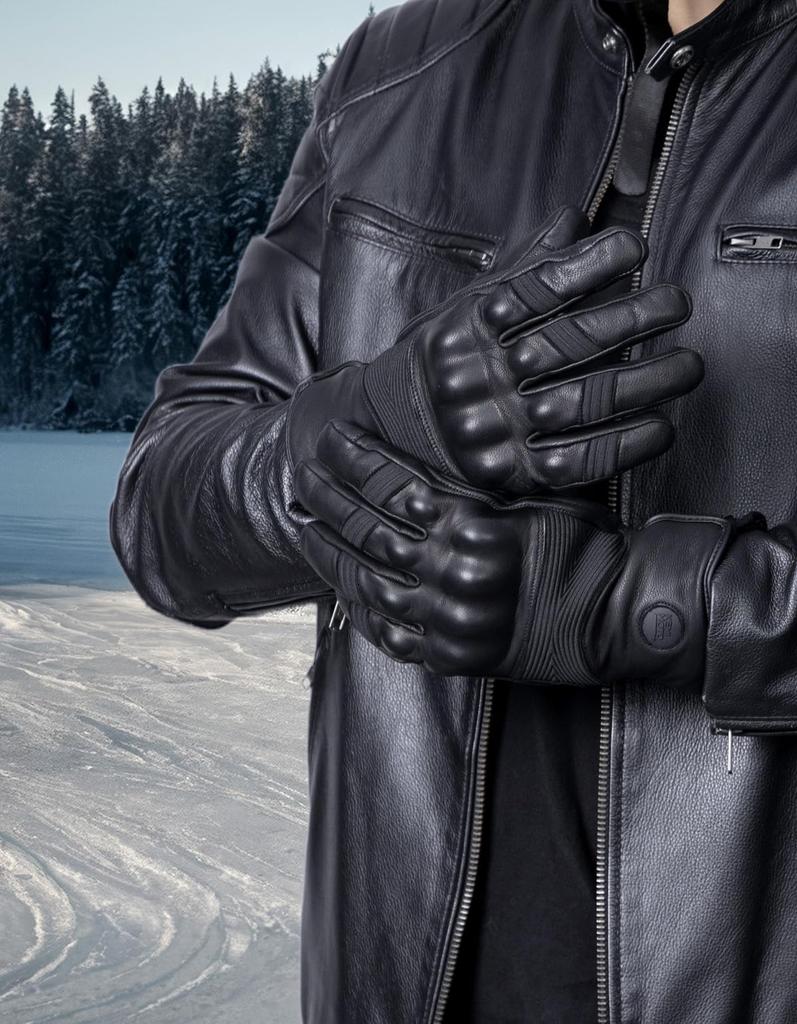 KEMIMOTO Motorcycle Sheepskin Cold Smartphone for Outdoor and Size M Gloves, Winter, Leather, Weather, Water-Repellent, Compatible, Windproof,