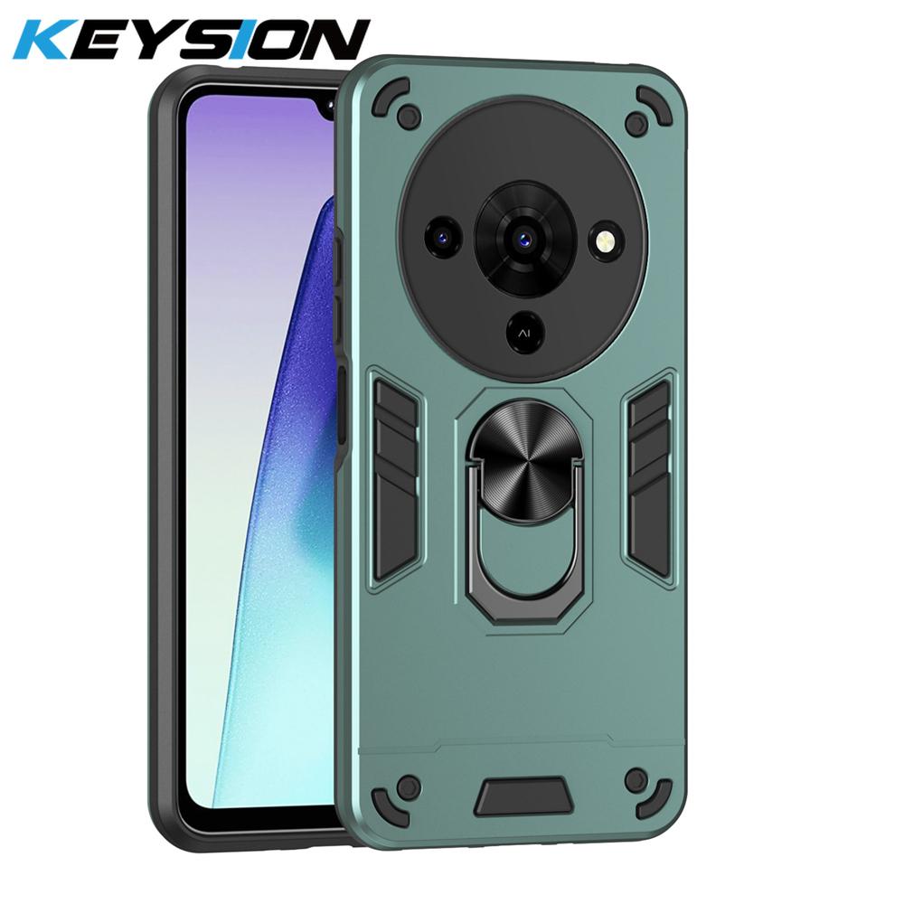 

KEYSION Shockproof Armor Case for ZTE Blade A76 Soft Silicone+PC Metal Ring Stand Phone Back Cover for ZTE Blade A76 for ZTE Blade A76 зелёный