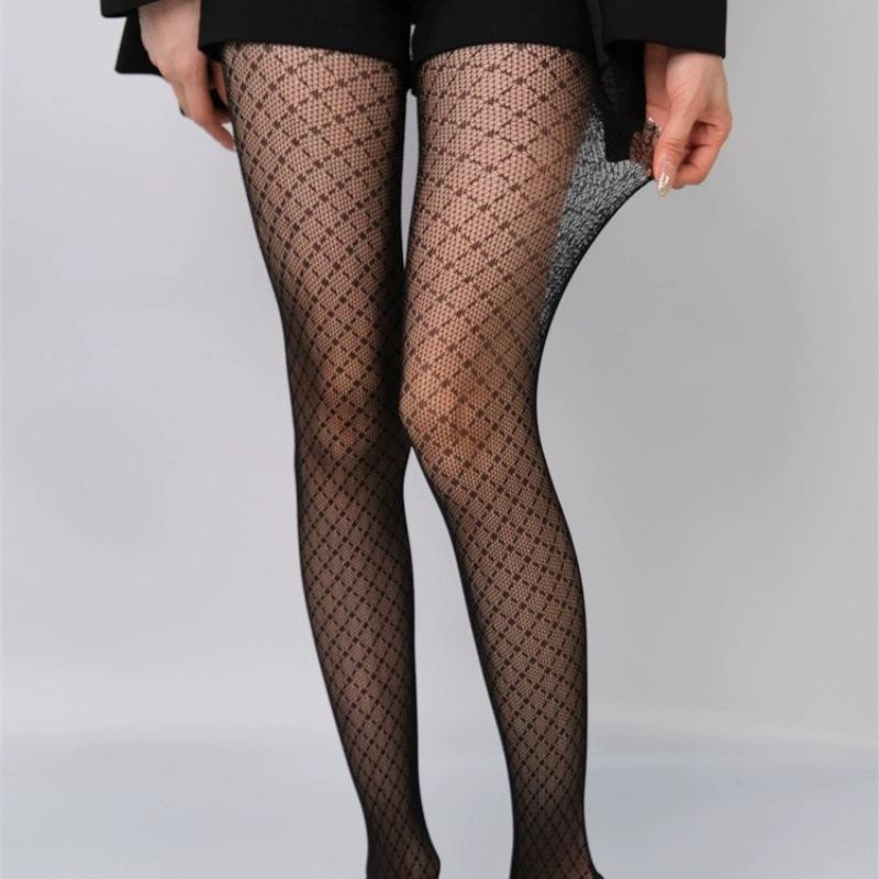 Kave New Korean Rhombus Plaid Pantyhose Retro Women Sexy Hottie Nylon Mesh Tights Gothic Lolita Fishnet Body Stockings Ins Y2K