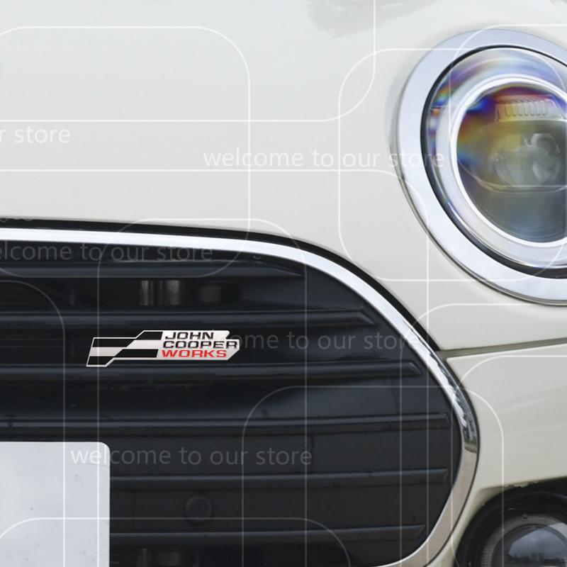 3D New JCW Car Sticker Front Grille Zinc Alloy Emblem For Mini Cooper S U25 J01 J05 Aceman F66 F65 F67 Rear Trunk Badge Decal