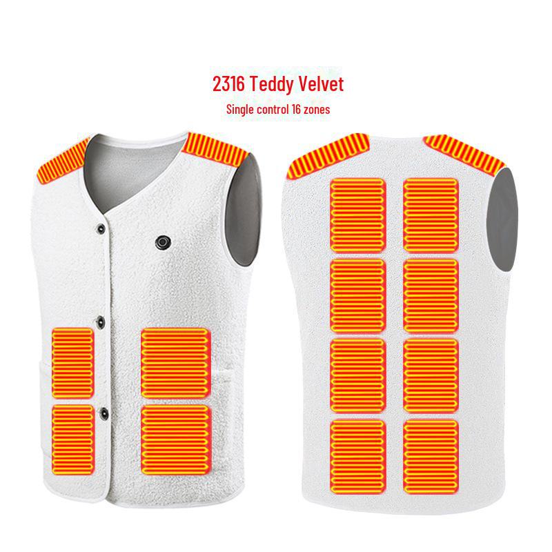 Smart Carbon Fiber Heated Vest - Warm Teddy Fleece for Autumn & Winter