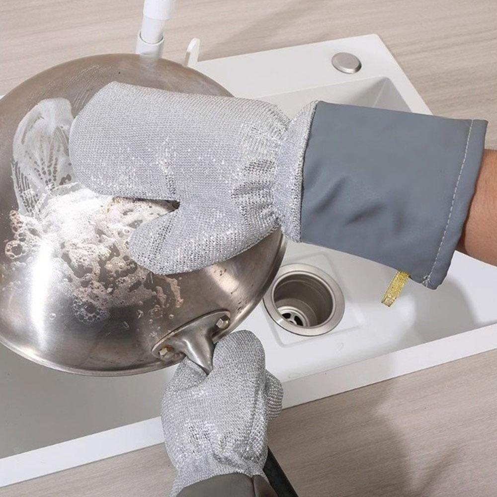 New Thickened Silver Thread Dishwashing Gloves Non-stick Multi-functional Dishwashing Gloves Waterproof Kitchen Cleaning Gloves