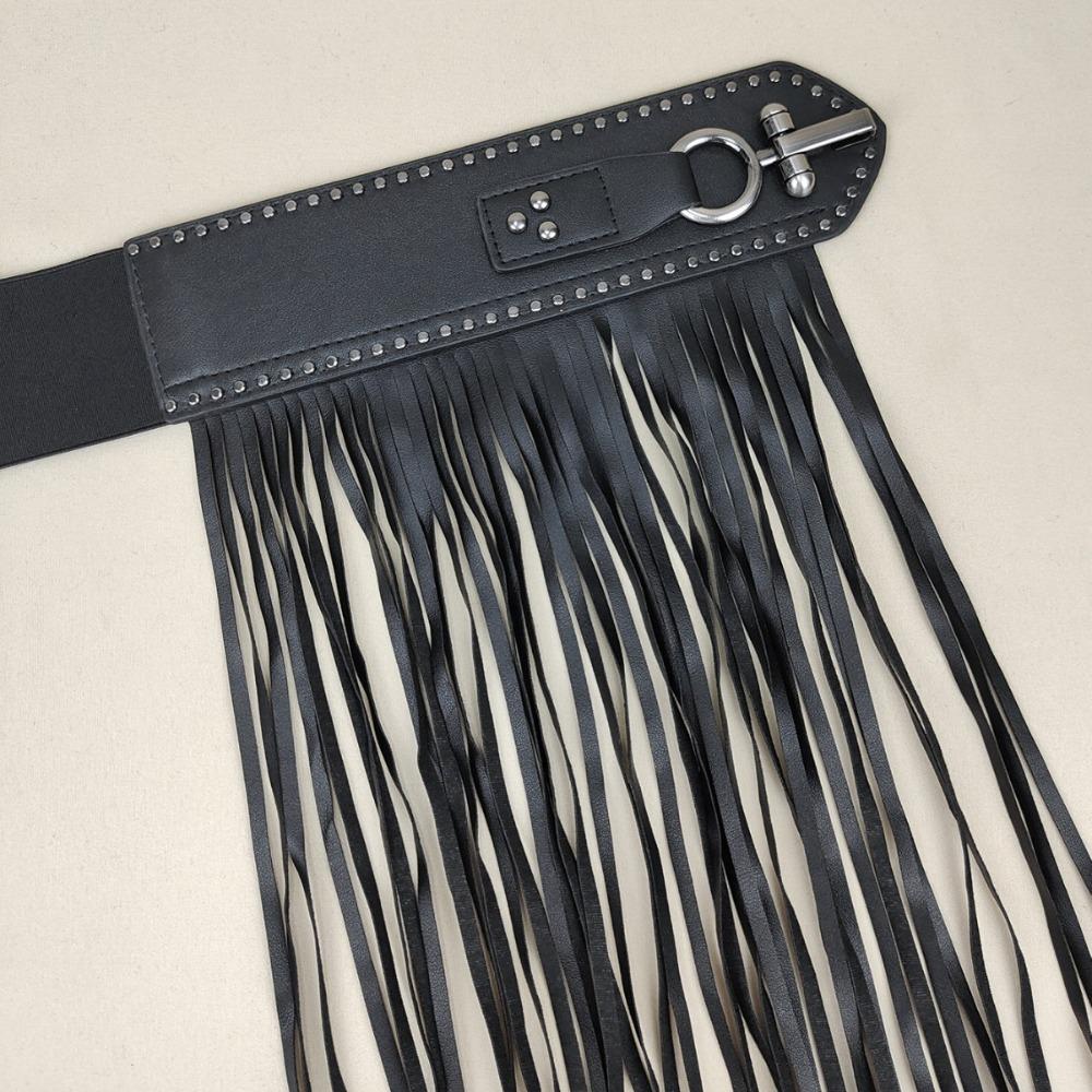 Jeans Decor Rivets Belt Vintage Punk Belt Exaggerated Tassels Waistband  Jazz Dance Accessory
