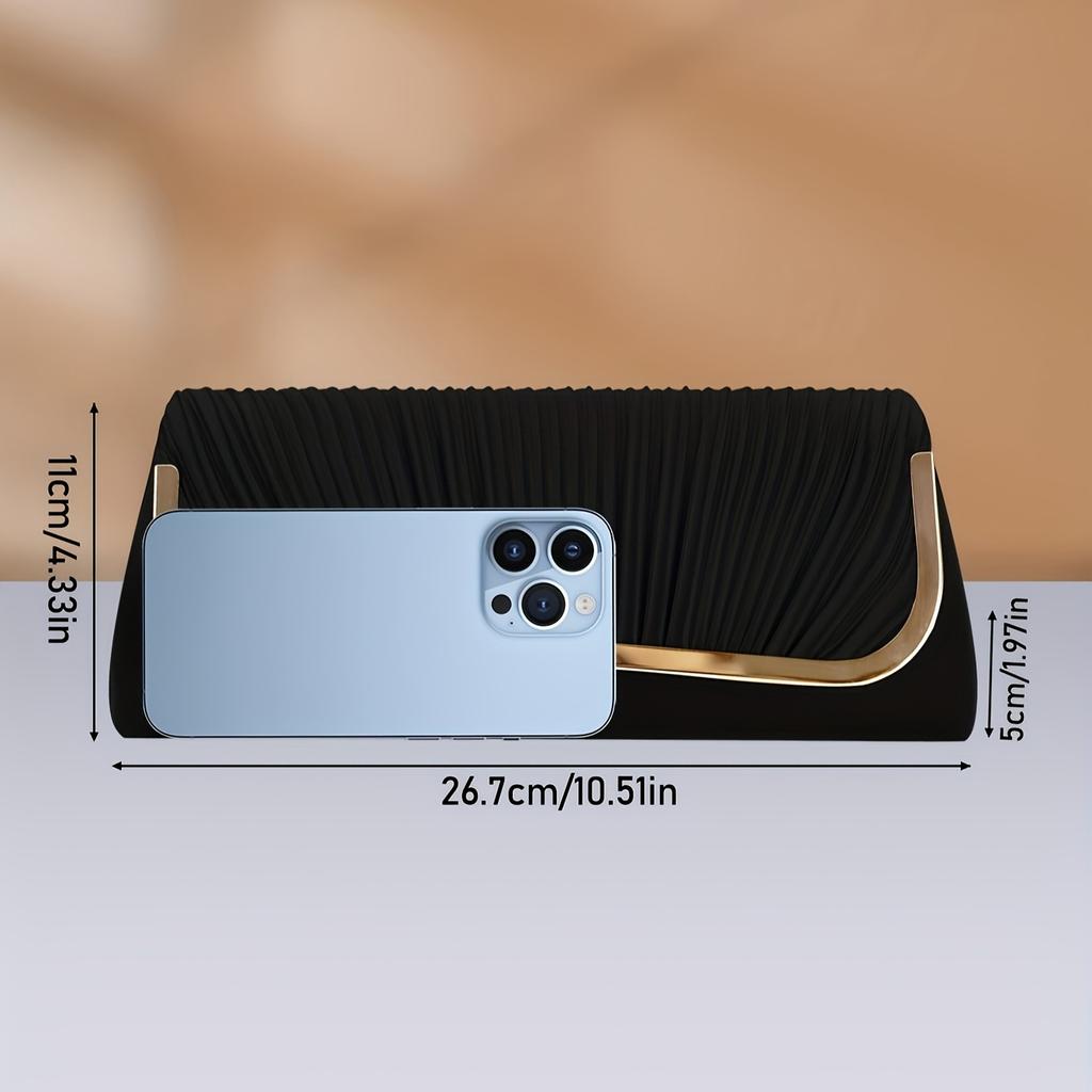 Plissierte Abend-Clutch für Damen Modische Luxus-Polyester-Umhängetasche mit abnehmbarem Riemen Bankette Geburtstage Hochzeiten Schickes Geschenk für die Liebste