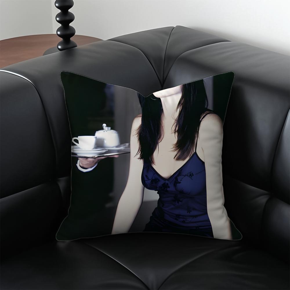 EEva Green Cushion Cover Pillow Case Antidustmite Invisible zipper silky plush cushion