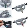 Rhinestones Masquerade Mask Half Face Mask Halloween Party Mask Masquerade Eye Mask For Men Women Masquerade Cosplay