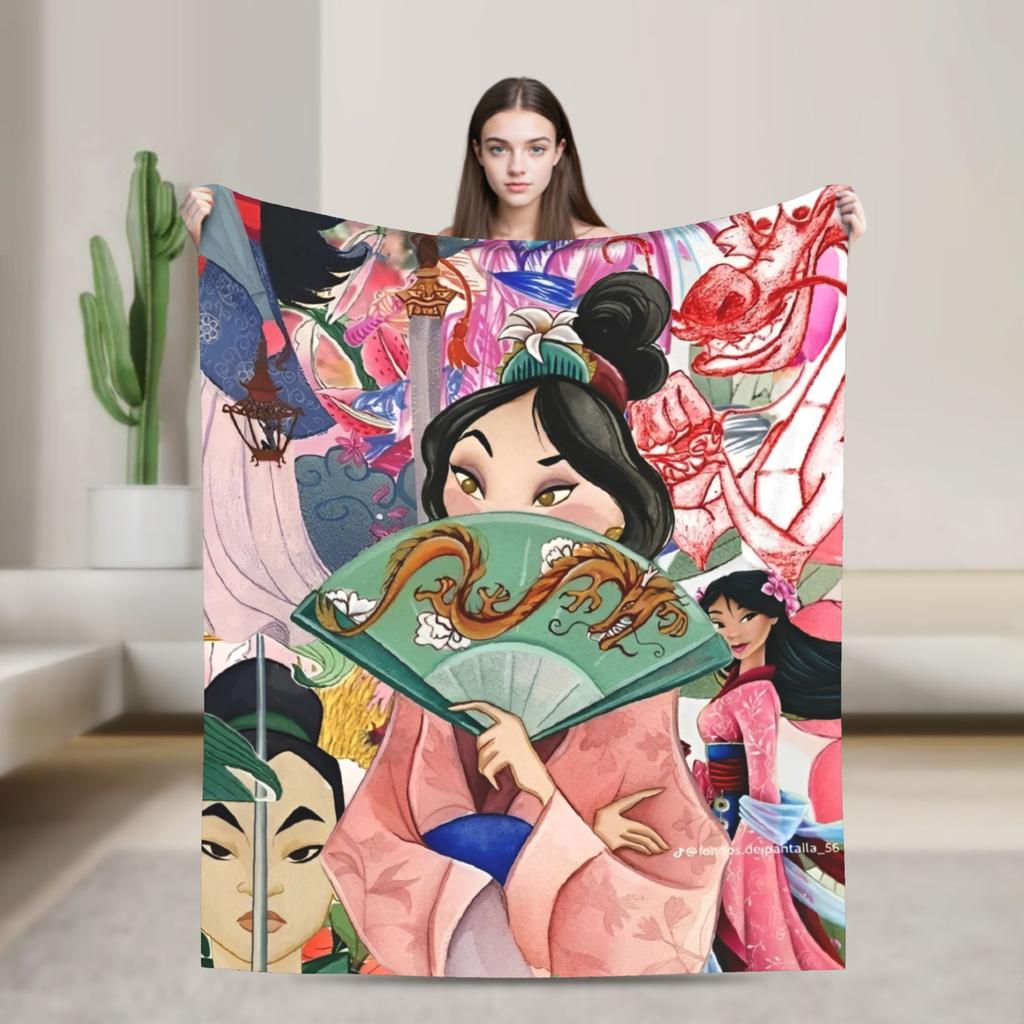 Mulan Cartoon Blankets  Airplane Travel Flannel Throw Blanket For Outdoor Soft Warm Custom Quality Bedspread Birthday Gift