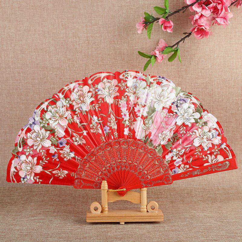 Silk Chinese-Style Folding Fan: Cheongsam, Hanfu, Dance, Wing Chun, Photography Prop