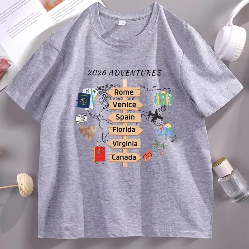 Personalized Travel Adventures TShirt Casual Traveling Destination Tee Travel Lover Gift Family Vacation Tee pure Cotton Tops