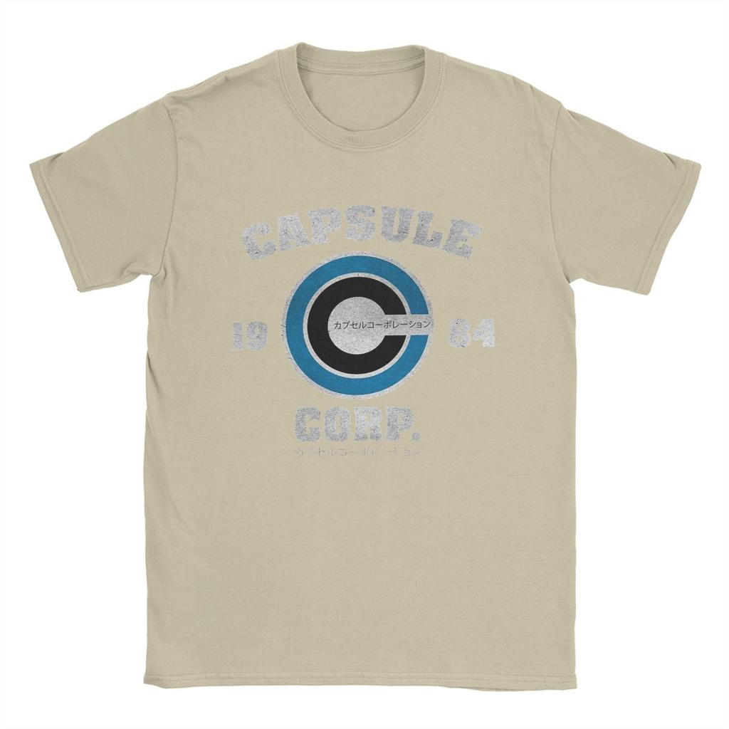 Men's T-Shirt Capsule Corp Novelty 100% Cotton Tees Short Sleeve Anime DBZing T Shirt Crewneck Clothes Printing