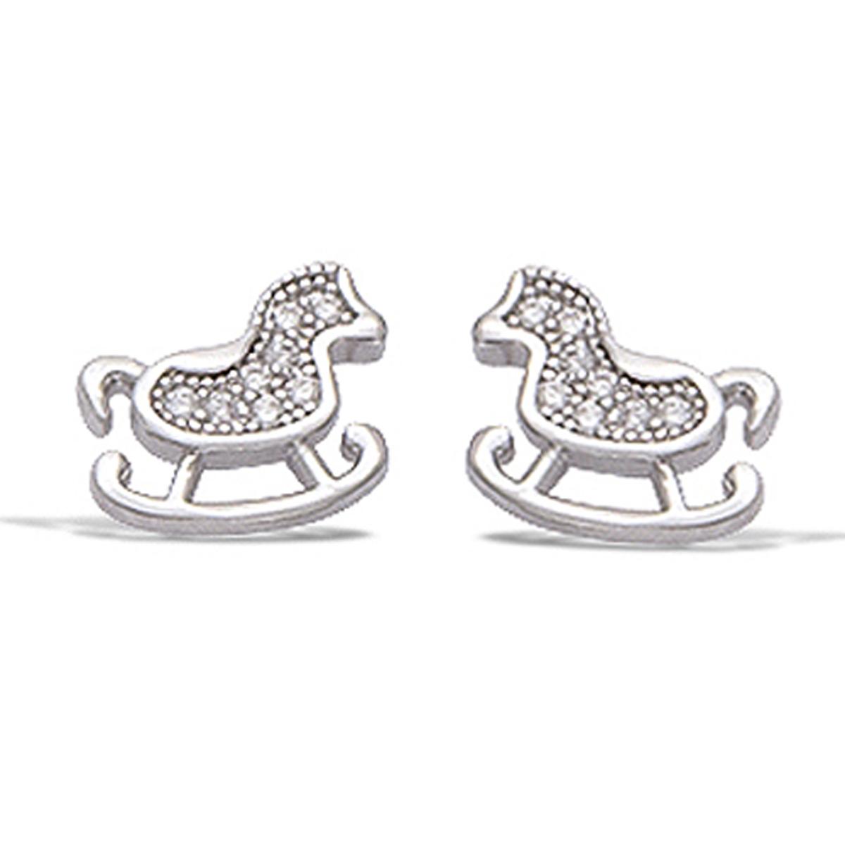 

Les Trésors De Lily [N6261] - Серебряные серьги Rocking Horse белые (родированное покрытие) - 8x7 мм