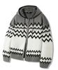 TRILLION Washable Nordic Jacquard 2-Way Hooded Zip-Up Knit [Gray]