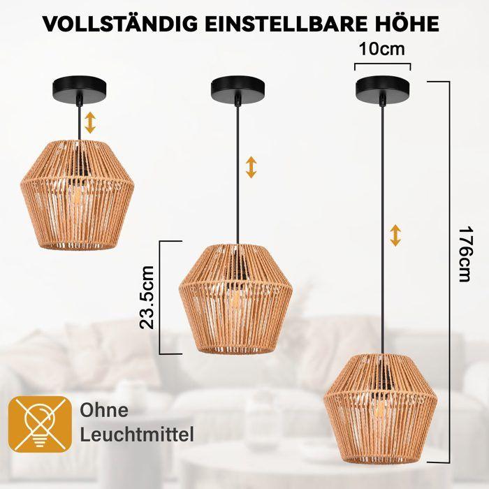 Lampe suspendue - NETTLIFE - Boho 150 cm E27 - Noir - Ø24 cm - Max 40W