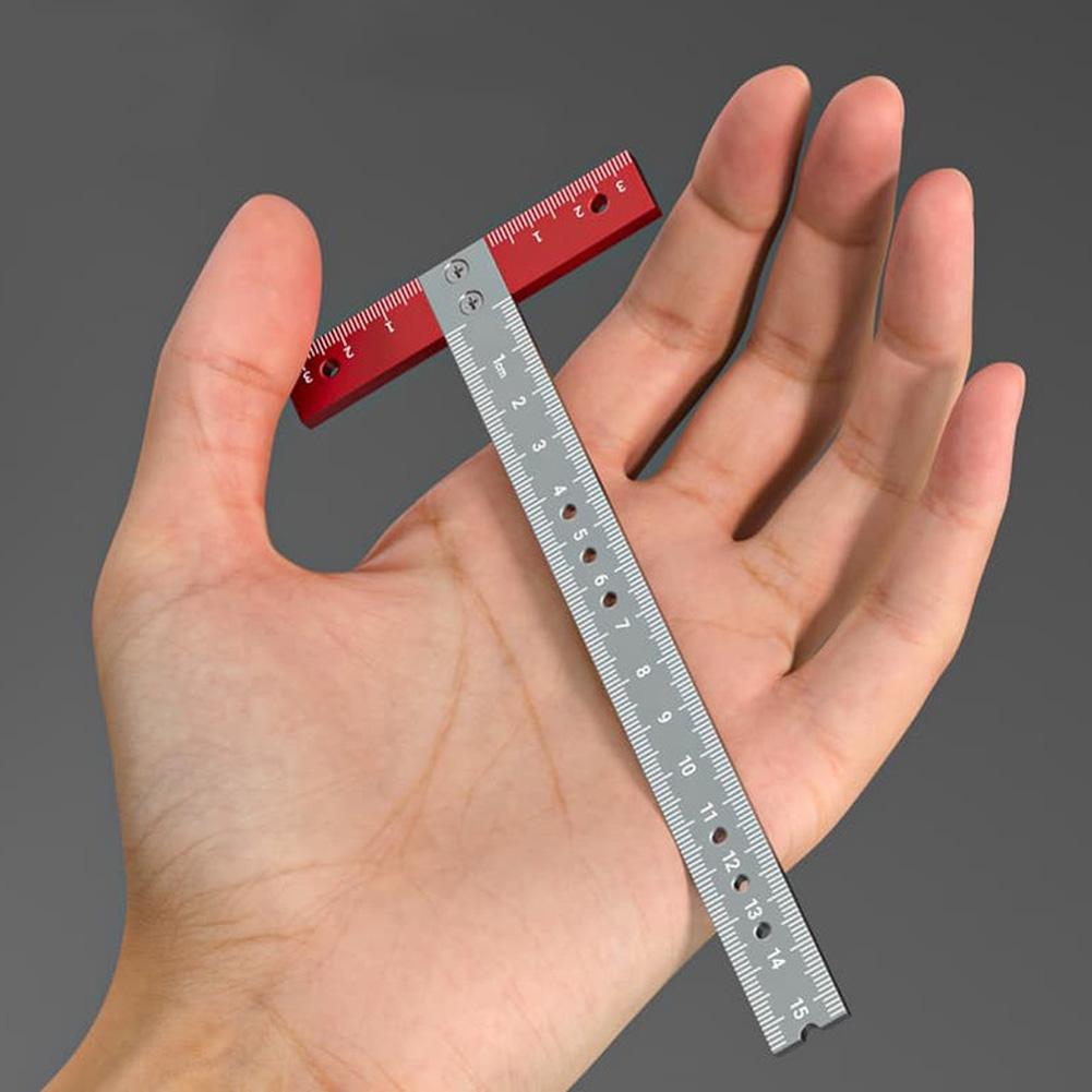 Portable T-Square Aluminum Alloy T-Square 1mm Offset Design CNC Machined Precision Clear Metric Graduations Hand Tool Set