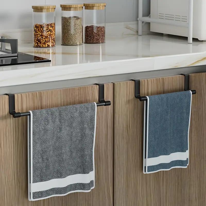 1pc Steel Over Door Towel Bar Storage, Hanger For Cabinet Or Cupboard, Holder Rack For Kitchen, Bathroom,Holds Hand/Dish Towels