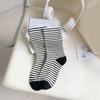 Womens Japanese Korean Cotton Middle Calf Socks Elegant College Style Casual Multicolored Striped Crew Socks Streetwear