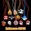 Halloween Light Up Pumpkin Necklace LED Glowing Christmas Pendant Mardi Gras Party Favor Gift for Kids Beaded Accessory