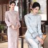 Purple Velvet Winter Clothing National Style New Chinese Long-sleeved Cheongsam Winter Thick Improved Young Women's High Sense