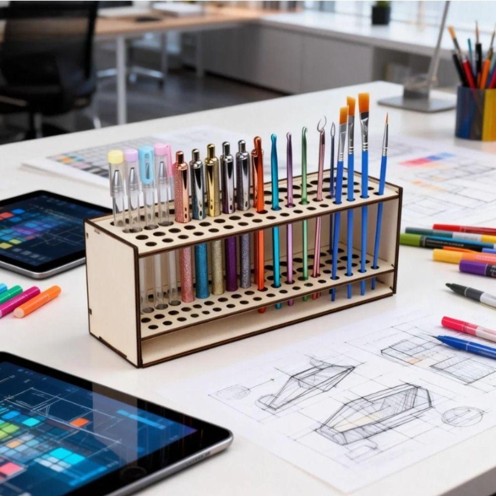 Space Saving Brush Holder Multi Hole Brush Storage Rack New Paintbrush Organizer  Desktop Storage