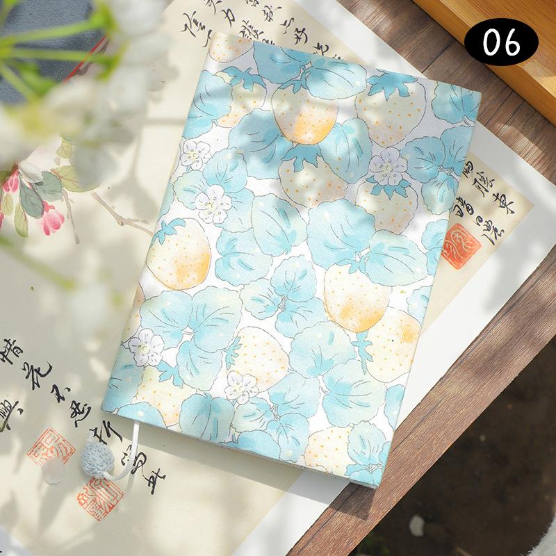 A5 Linen Book Cover Protector Sleeve for Softcover Novels Detachable Floral Design Dustproof Cover Gift for Book Lovers