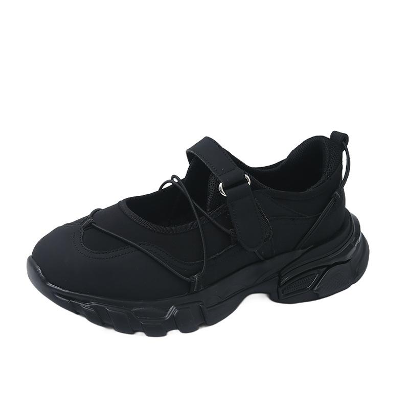 25 Spring new round head muffin bottom Velcro sneakers to increase height and reduce age girl Mary Jane shoes