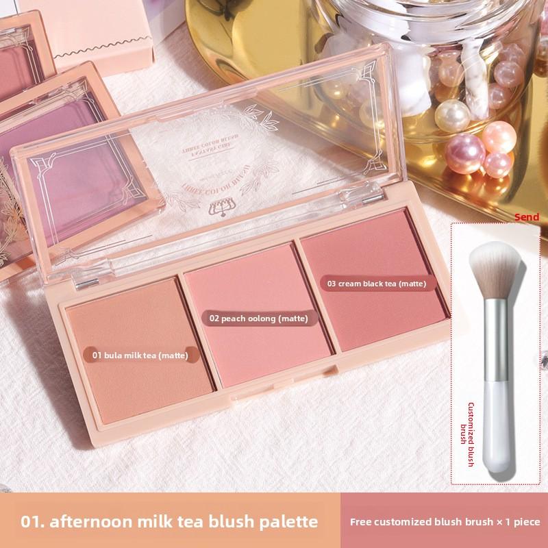 Three-color Blush for Nude Makeup Natural Matte, Long-lasting