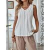 BITCED Women's Fashion Casual Solid Color Print Sleeveless V-Neck  Blouses & Shirts
