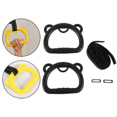 2 Pieces Gymnastics Rings Gym Hanging with Webbing Bar Accessories Portable Pull Up 1m